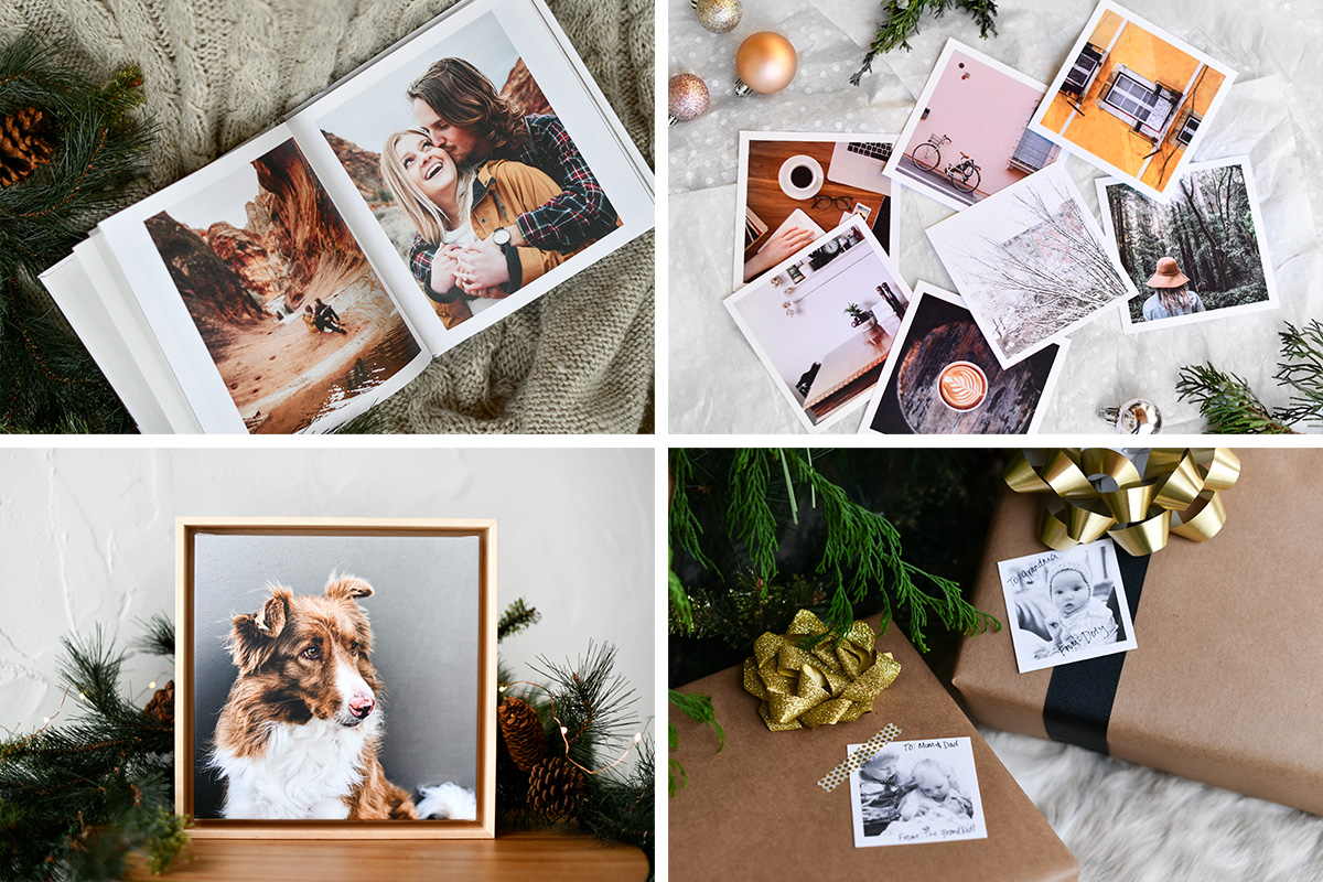 Photo Gifts styled with christmas decor