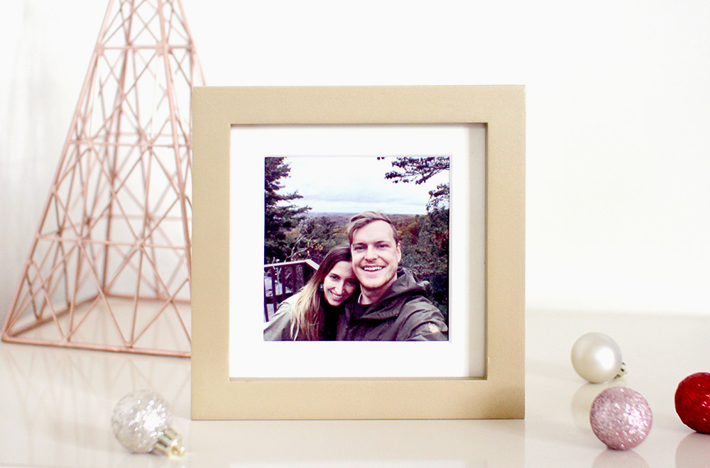 Square Photo Print in a Gold Frame Christmas Gift